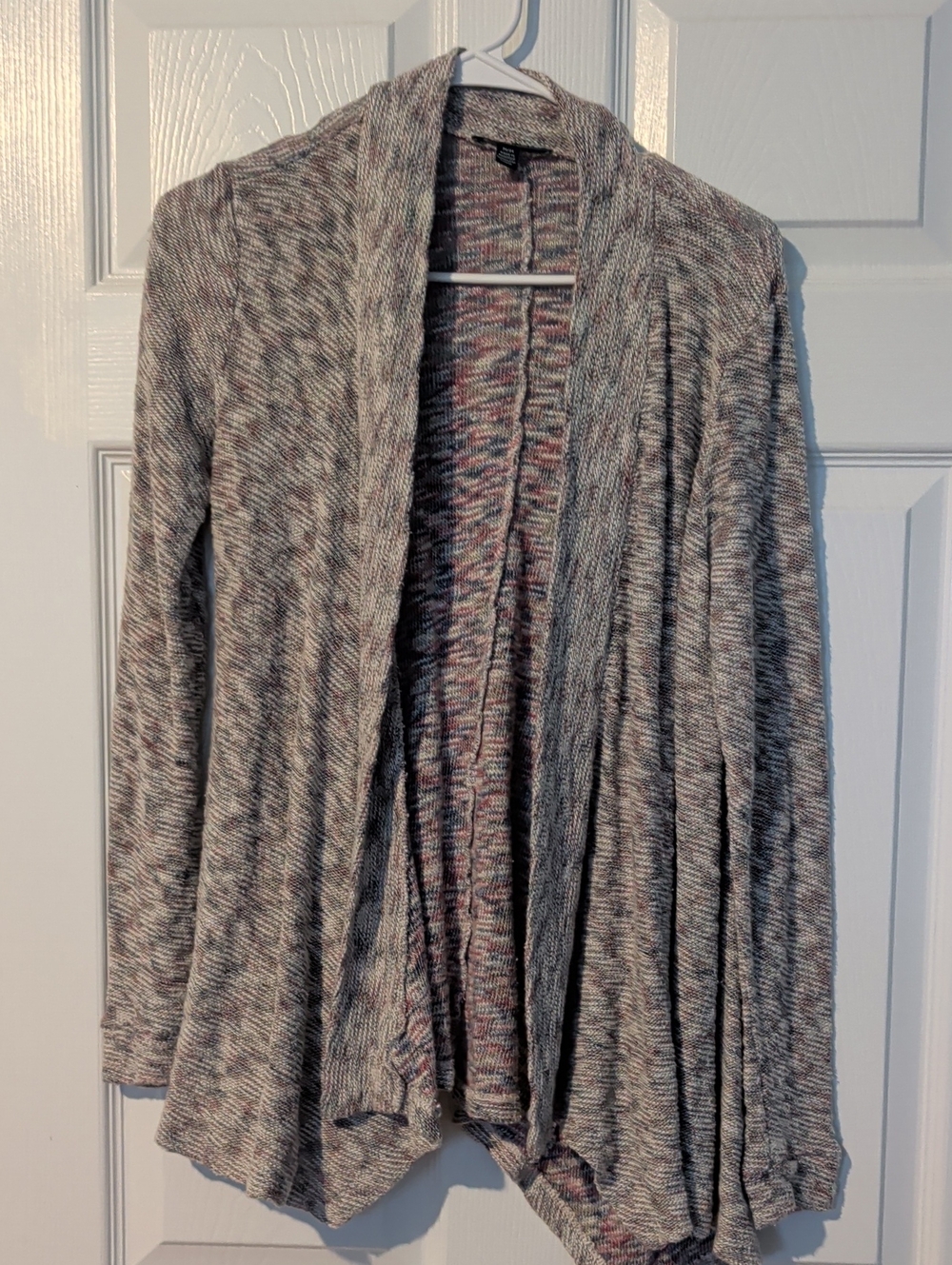 American Eagle Outfitters Marled Gray Multi Open-Front Cardigan